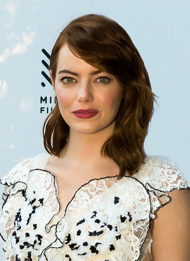 Emma stone with hair parted to the side